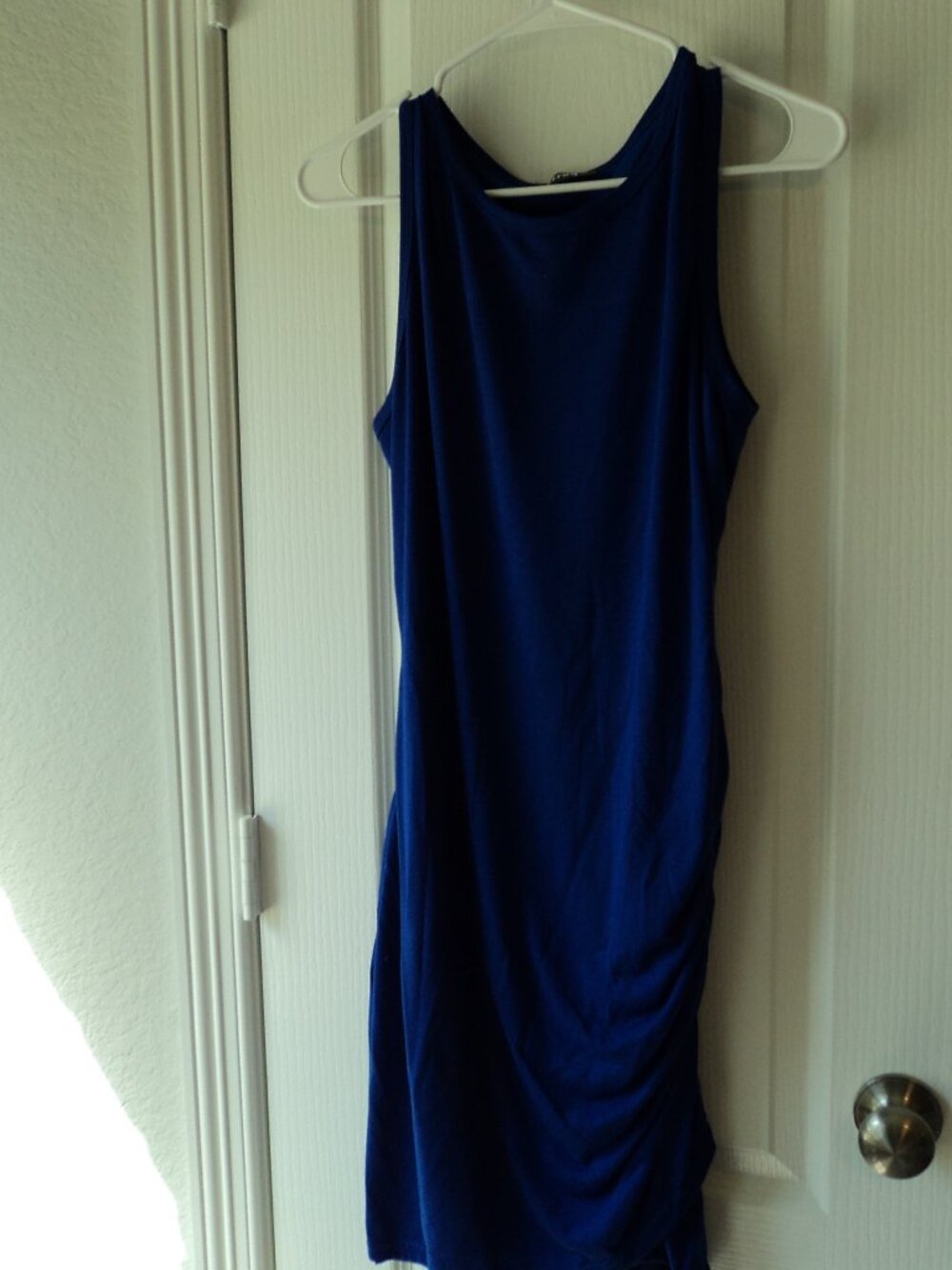 Women's Sleeveless Scrunch Side Blue Dress